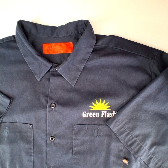 Dickies Green Flash Brewing Work Wear Shirt Blue Short Sleeve Button Front 3XL - Picture 3 of 10
